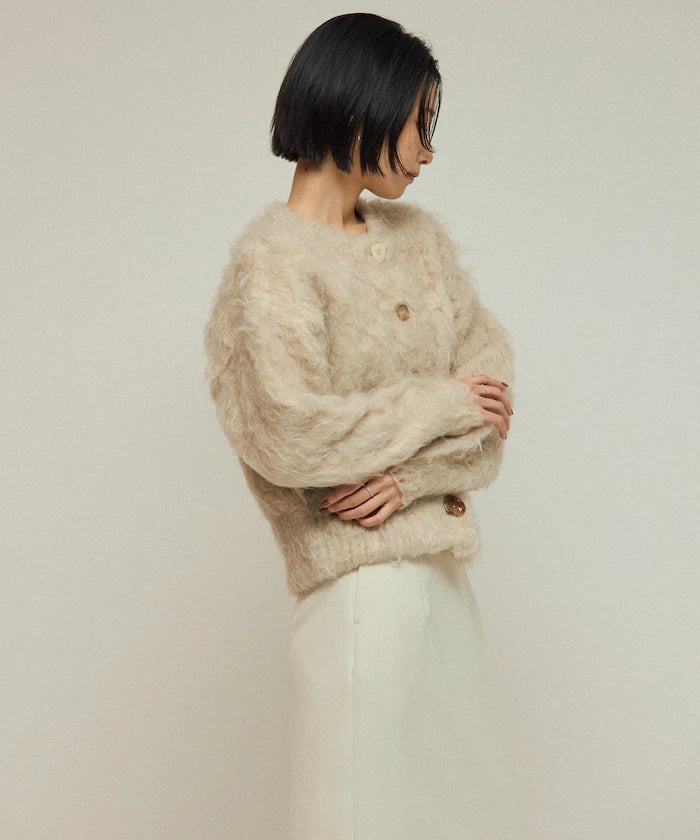 Variation Button Shaggy Knit Cardigan