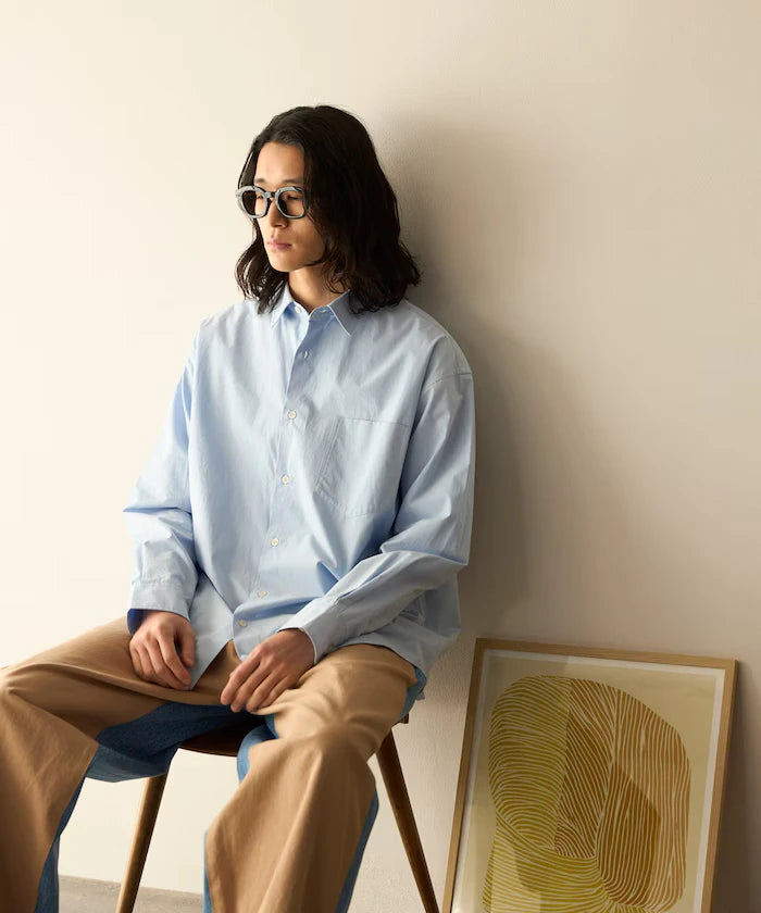 Nuance Color Oversized Regular Collar Long Sleeve Shirt