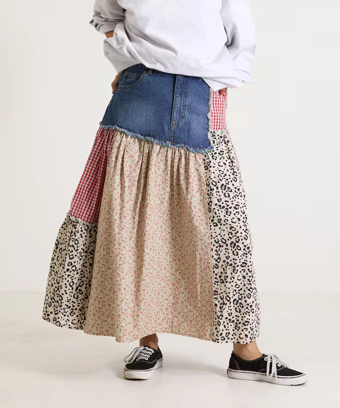 Flower & Check Docking Skirt