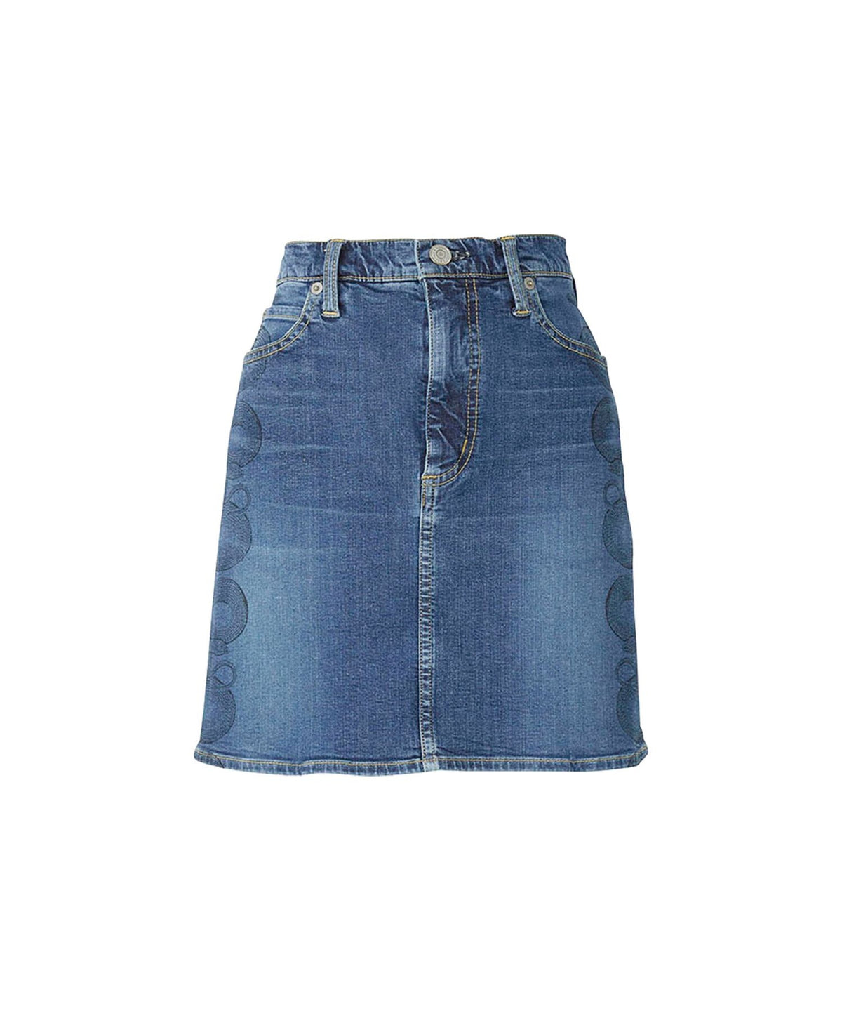 Snake Loop Tight Denim Skirt