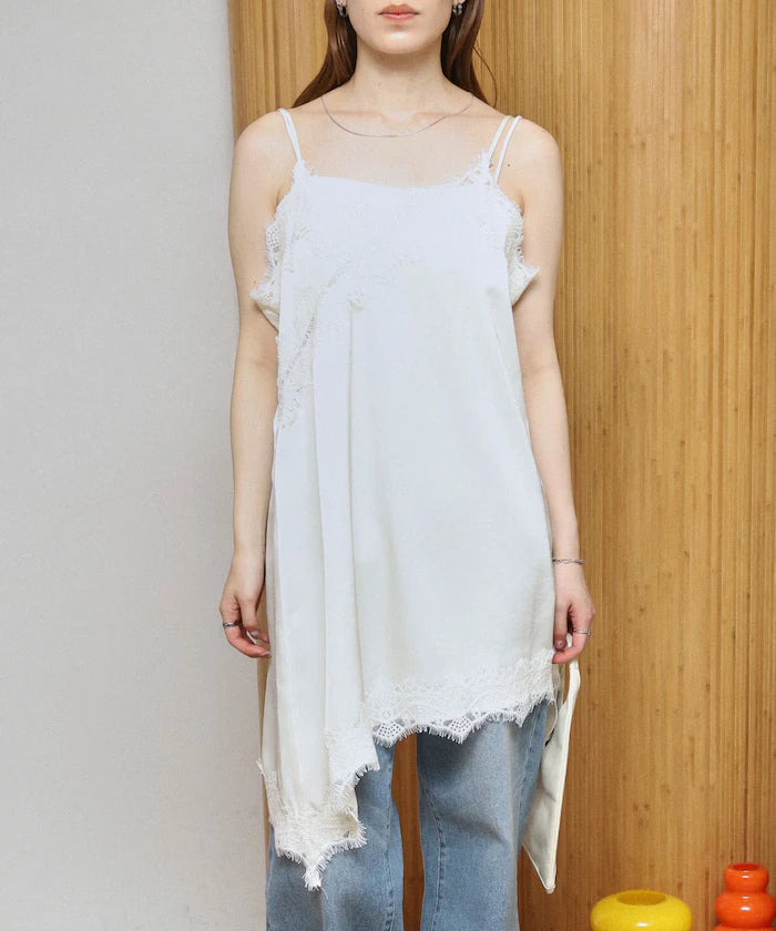 Lace Contrast Vintage Satin Camisole Top