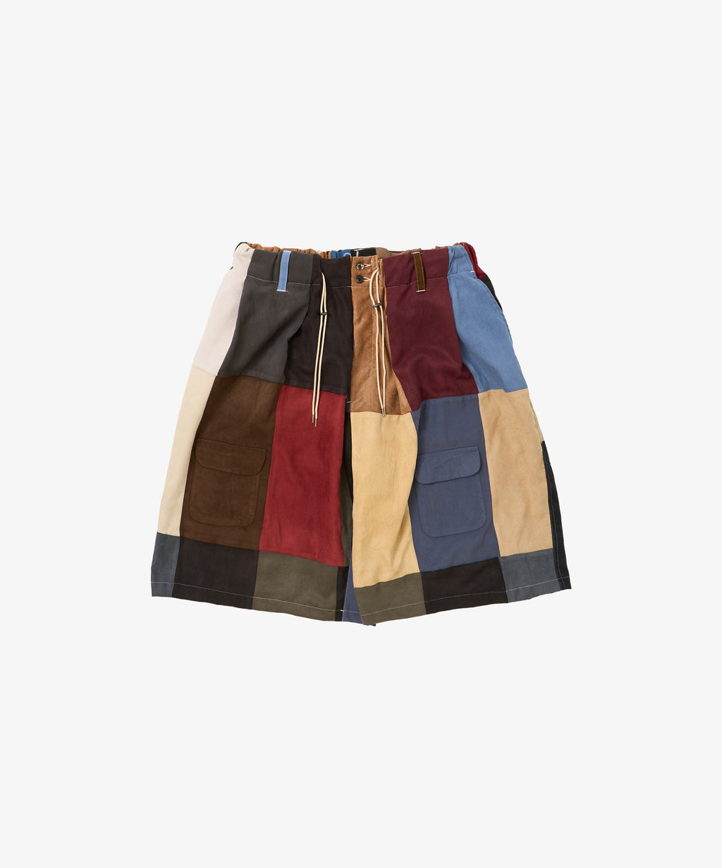 circular shorts faux suede four