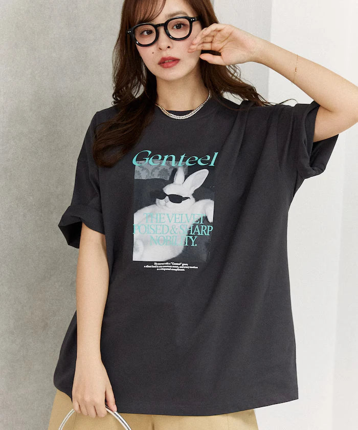 <Functional Material> Genteel Rabbit Print T-Shirt Limited Edition