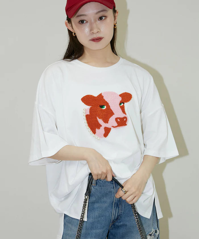Big T-shirt with Pearl and Sagara Embroidery - Limited Edition