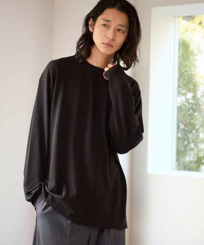 SUPER MERINO WOOL×INKEEP Crew Neck Long Sleeve T-Shirt