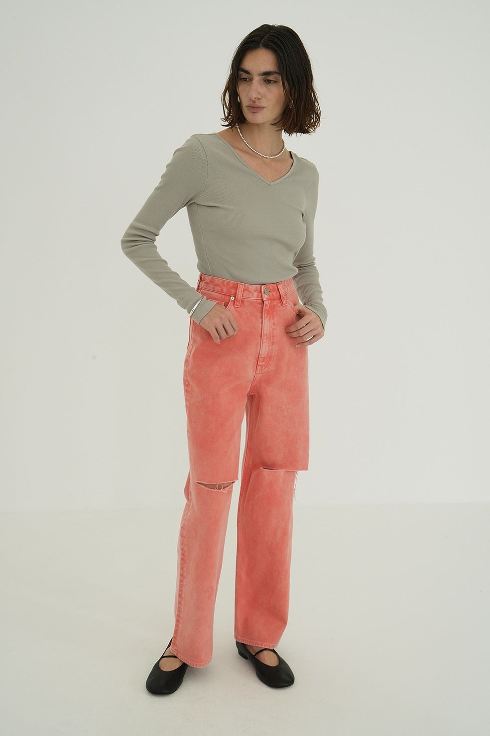 SLASH CUT DENIM PANTS