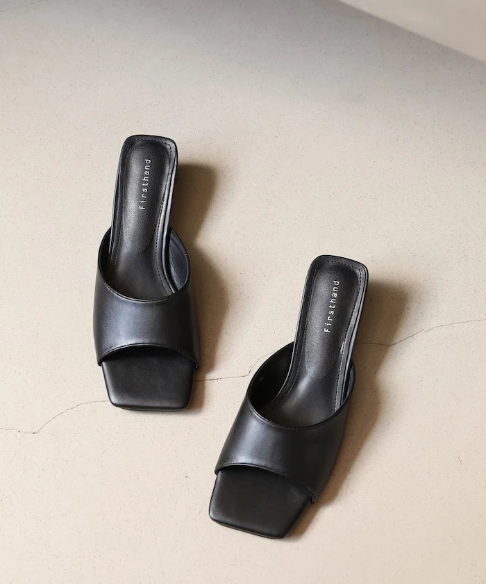 Square-Toe Leatherette Mule