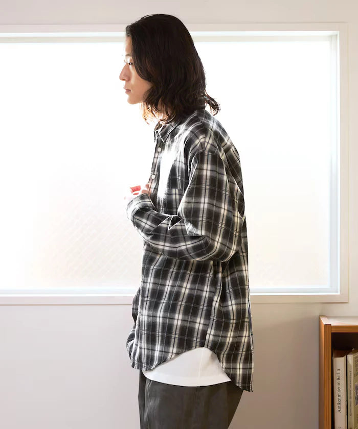 Big Silhouette Ombre Check Shirt / Long Sleeve