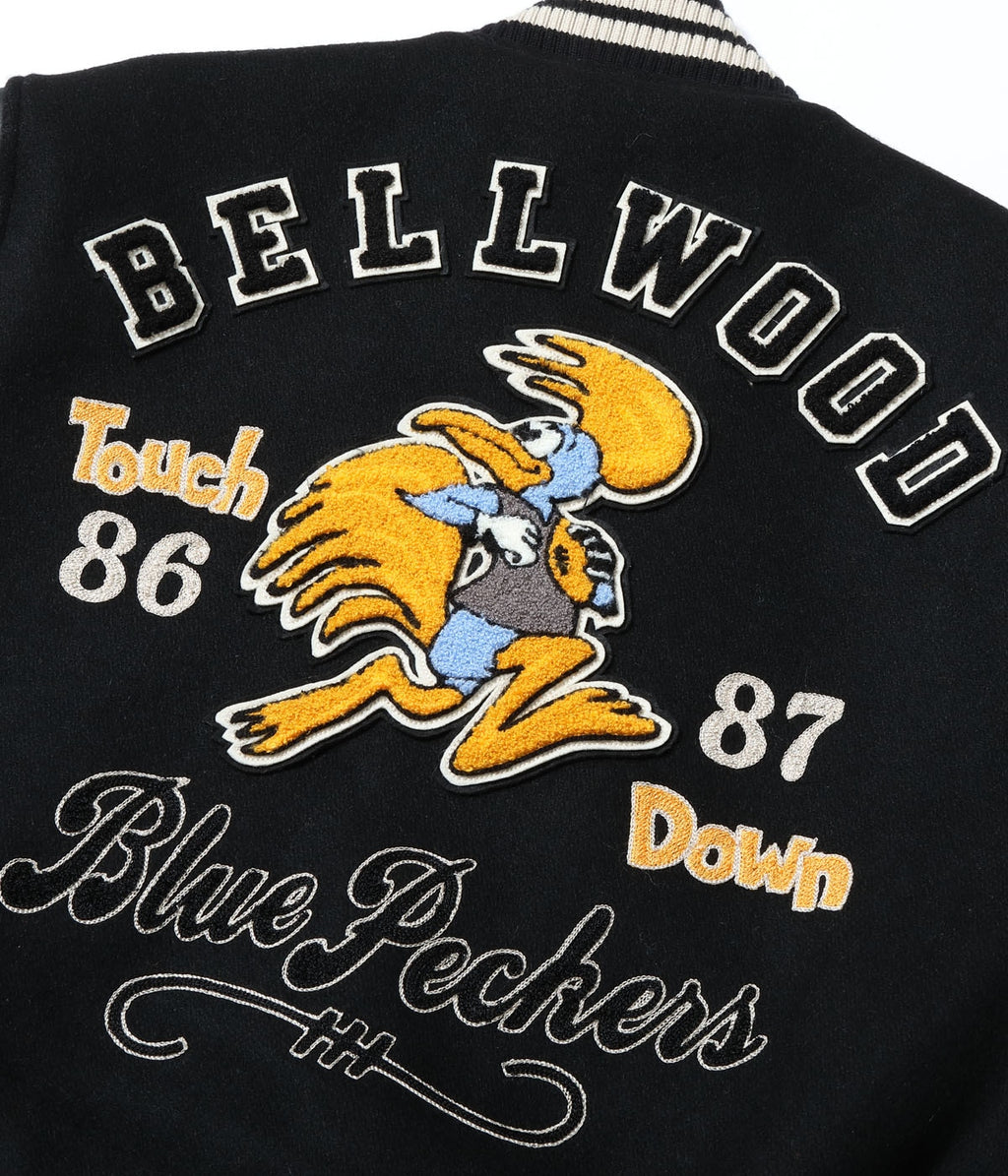 30oz. WOOL MELTON AWARD JACKET “BLUE PECKERS” (BLACK)