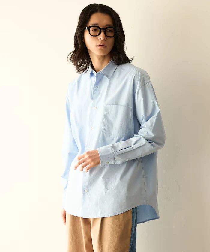 Nuance Color Oversized Regular Collar Long Sleeve Shirt