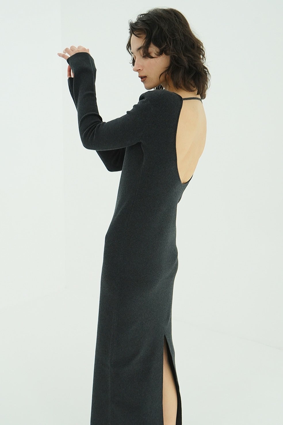 W FACE POWER SHOULDER KNIT ONEPIECE