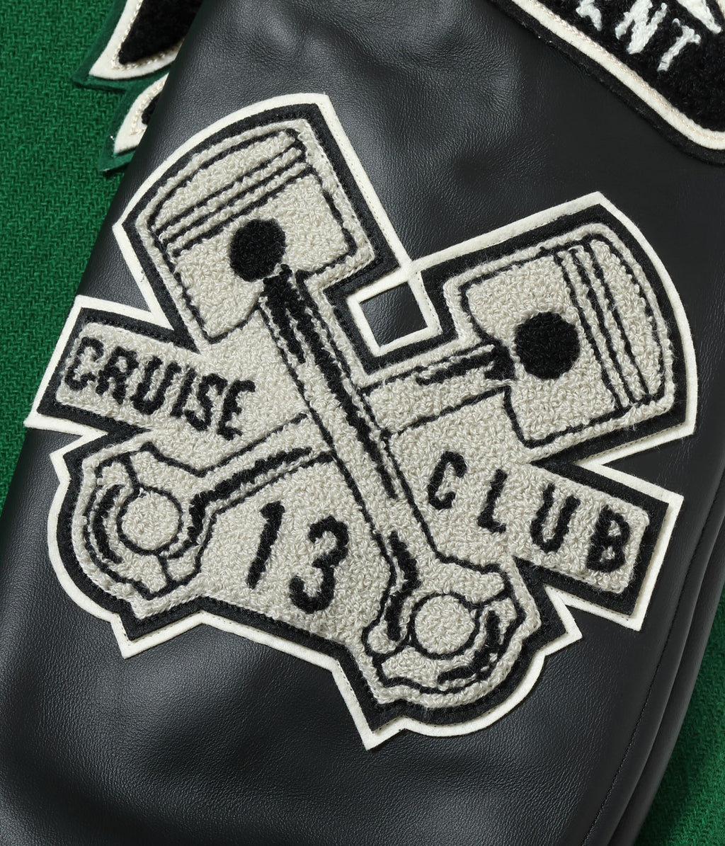 30oz. WOOL MELTON AWARD JACKET “CRANK BUSTERS” (GREEN)