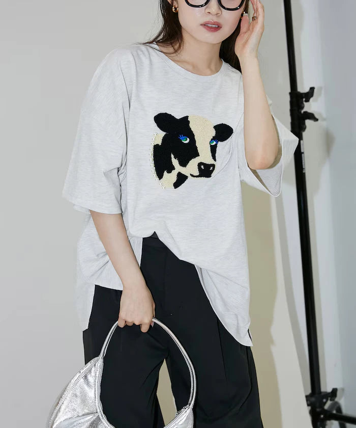 Big T-shirt with Pearl and Sagara Embroidery - Limited Edition