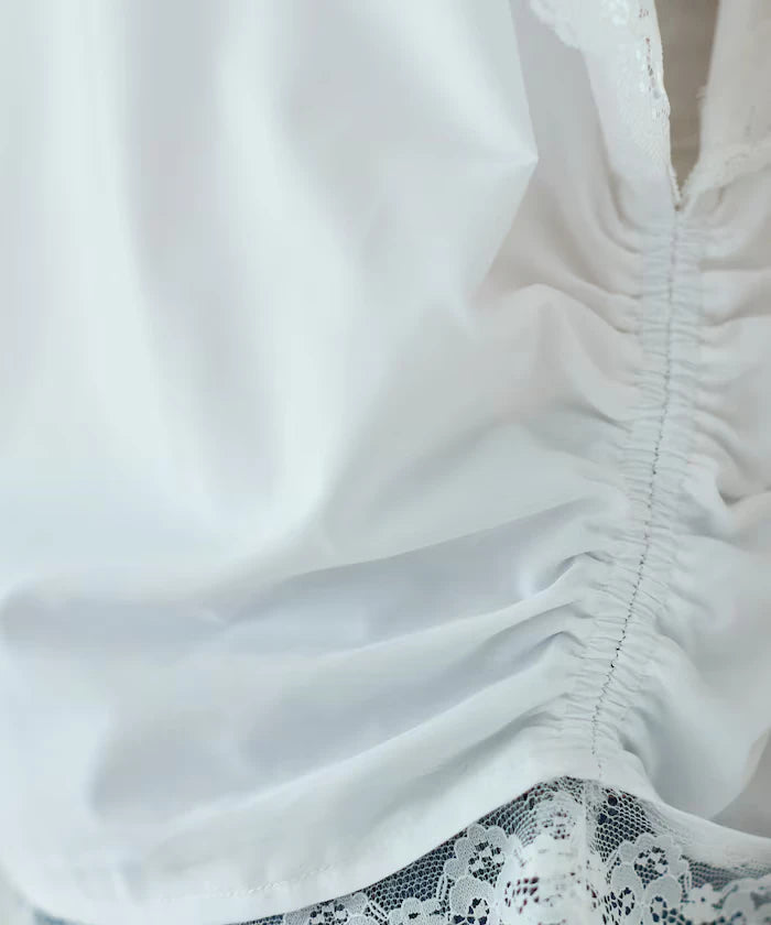 Handkerchief Sleeve Shirring Blouse