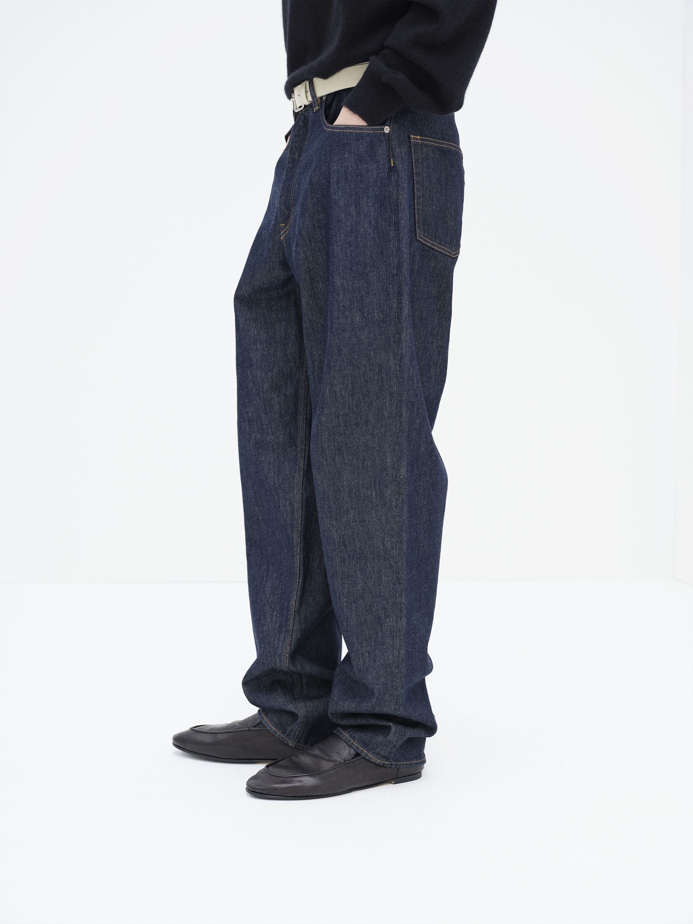 HARD TWIST DENIM WIDE PANTS