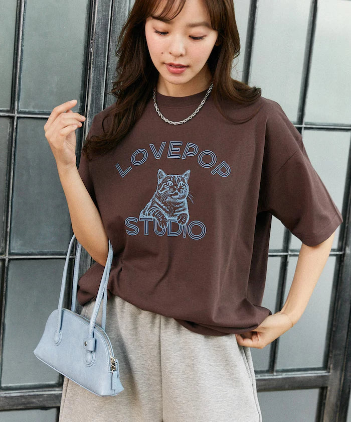 Functional Material Cat Print T-shirt Limited Edition
