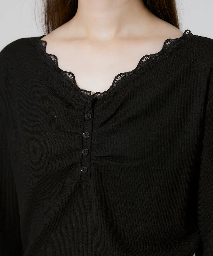 Henley Neck Lace Long Sleeve T Limited Edition