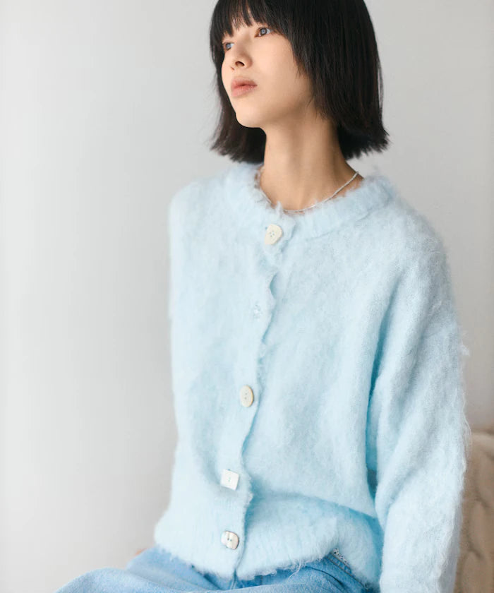 Variation Button Shaggy Knit Cardigan