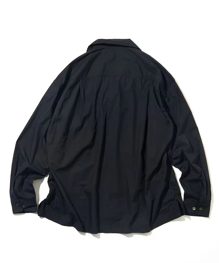 Magazine Pocket Broadcloth Open Collar Shirt
