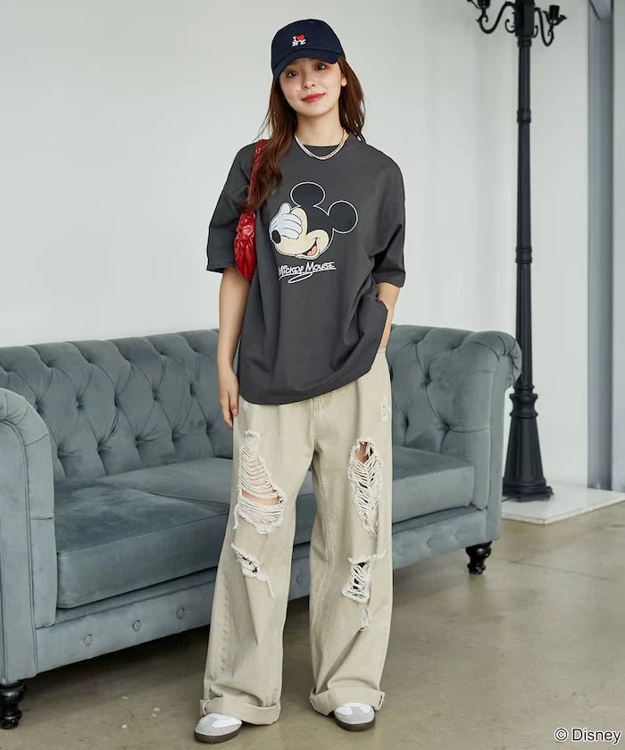 <Functional Material>Mickey Mouse Face T-Shirt Limited Edition