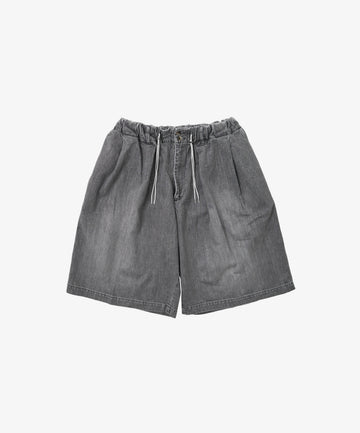 circular short pants black denim bleached
