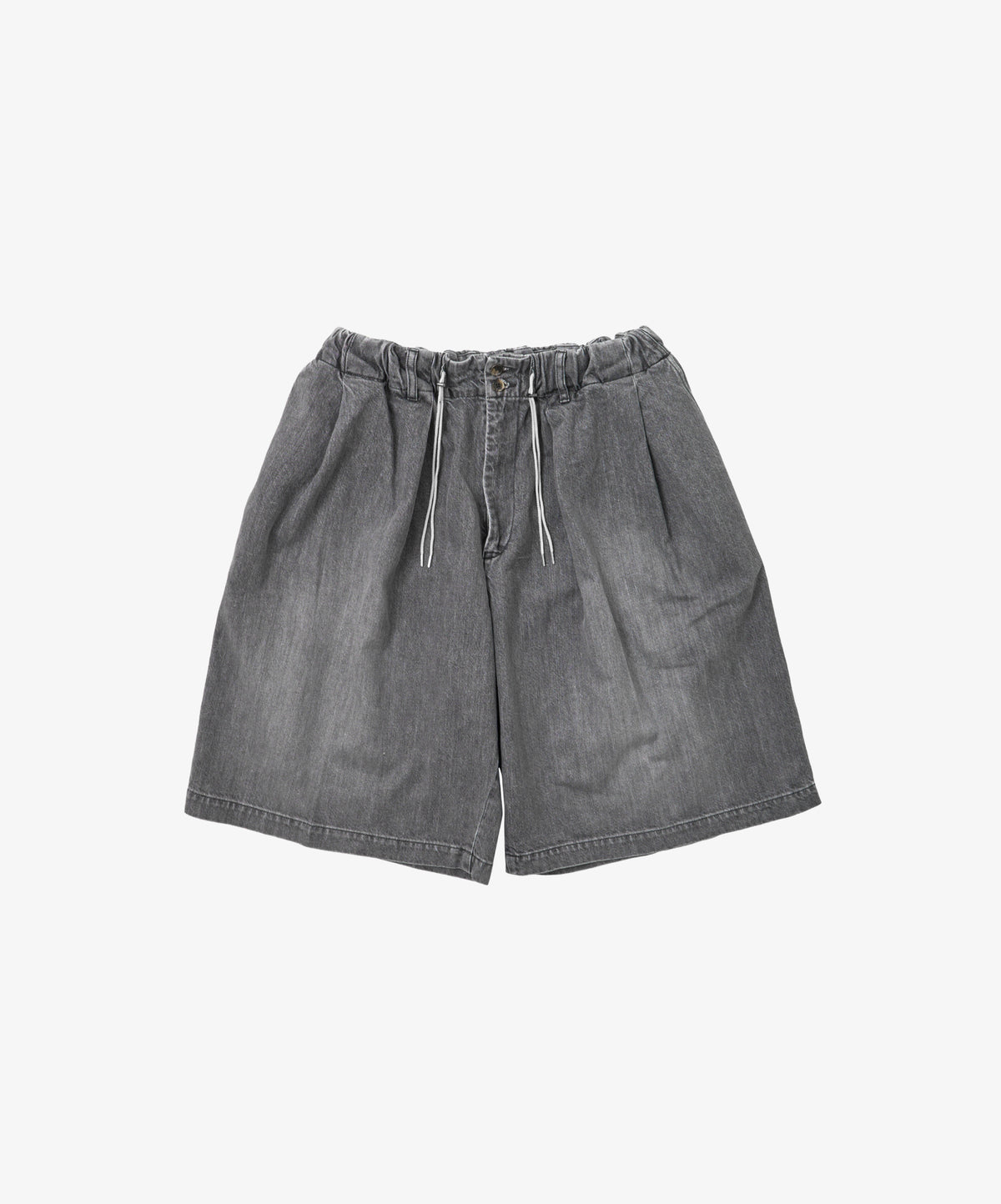 circular short pants black denim bleached