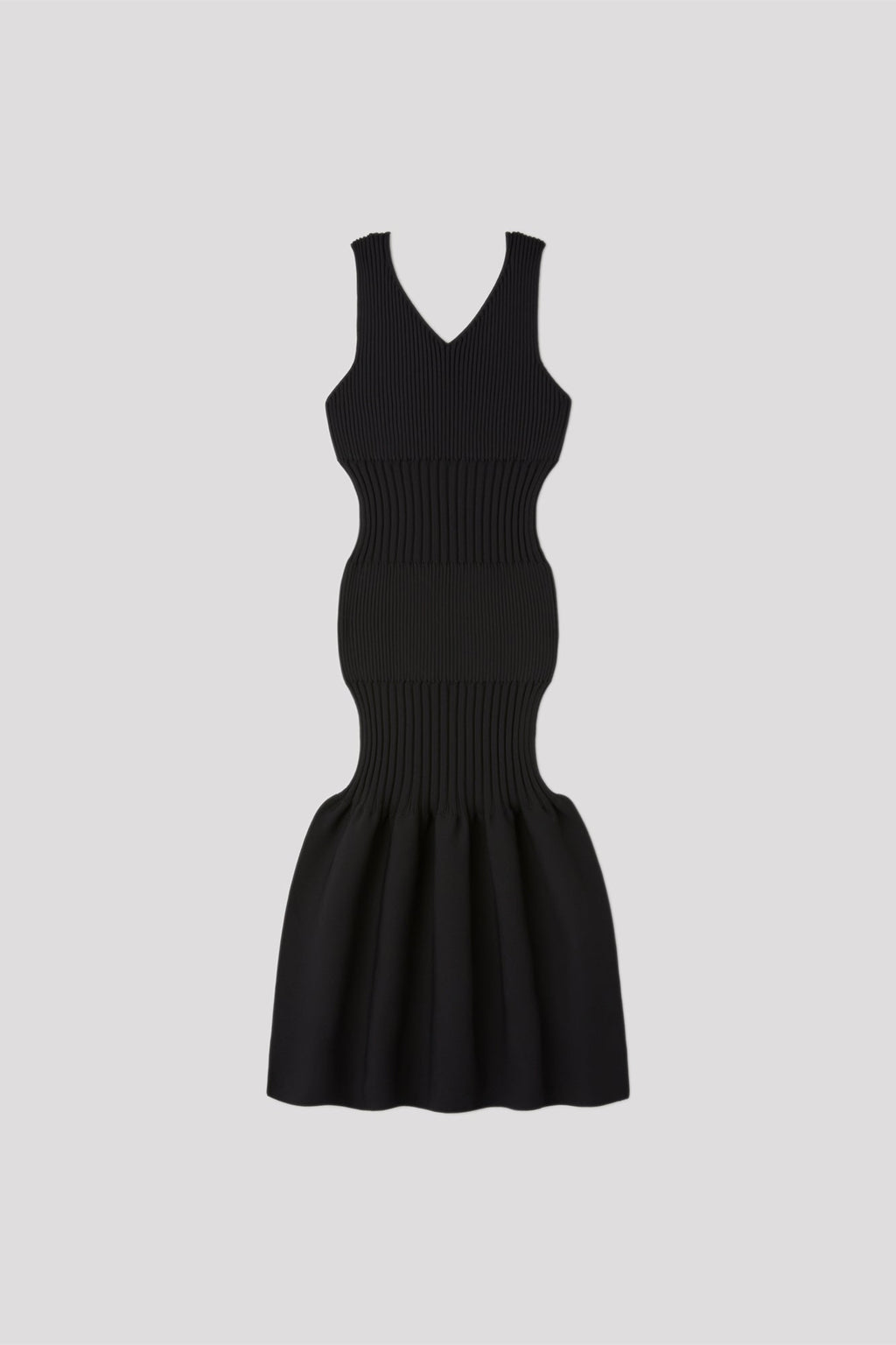 FLUTED V-NECK SLEEVELESS MERMAID DRESS