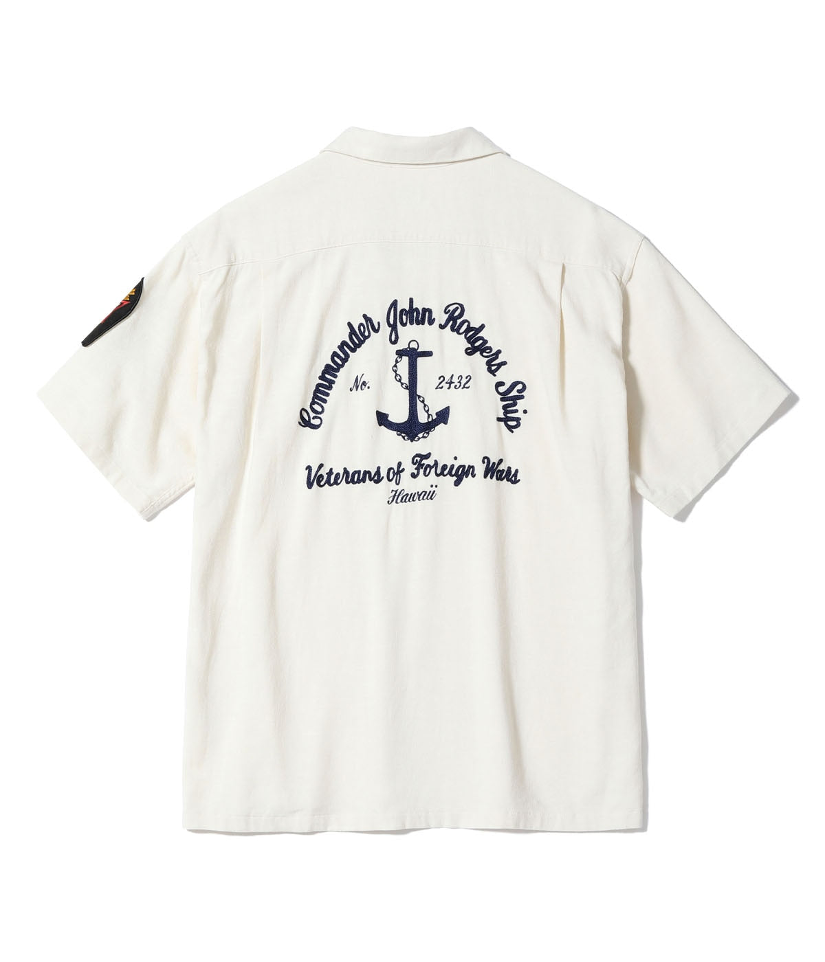U.S. NAVY RAYON LINEN OPEN SHIRT with CHAIN EMBROIDERED
