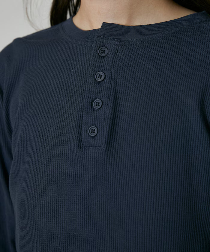 Light Waffle Henley Neck Long Sleeve T Limited Edition
