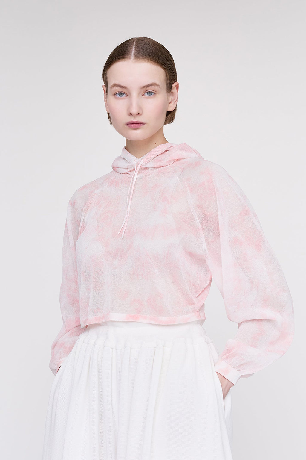 DYEING TC LUCENT CROPPED HOODIE