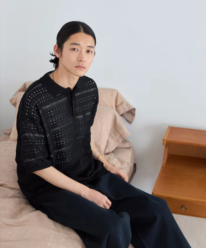 Big Silhouette Short Sleeve Knit Polo Shirt
