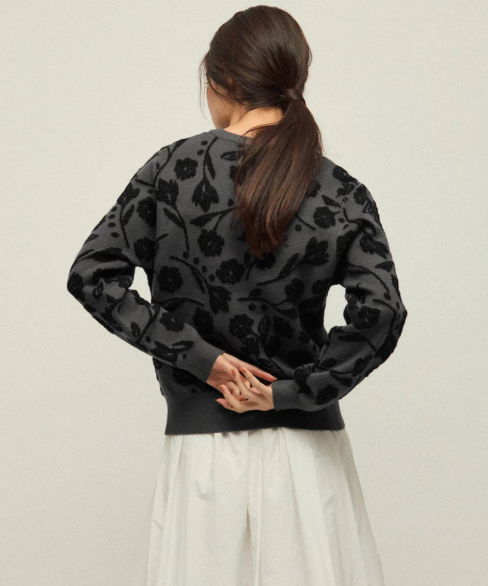 Flower Jacquard Knit Cardigan