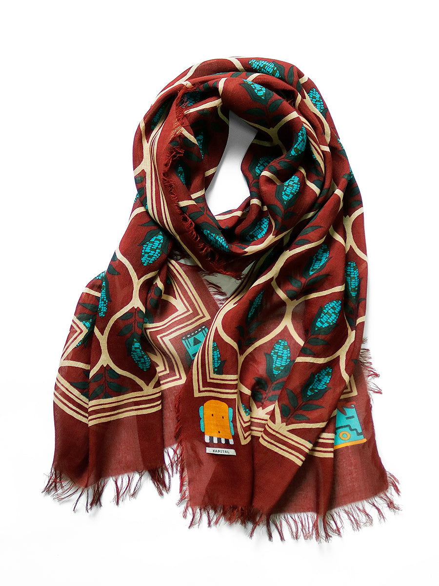 Rayon Disco Arabesque Pattern Shawl