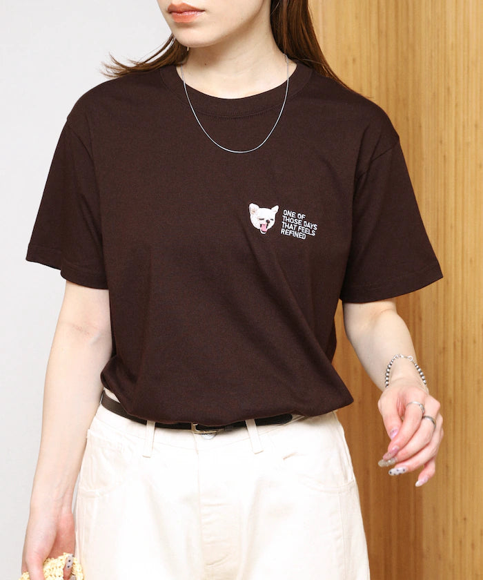 Organic Cotton One Point Animal Embroidery T-Shirt