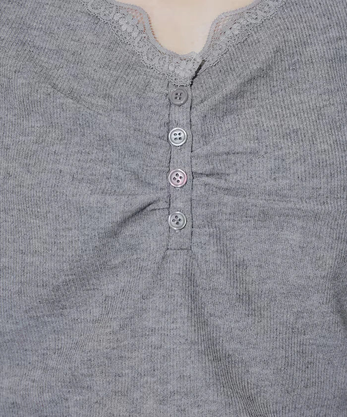Henley Neck Lace Long Sleeve T Limited Edition
