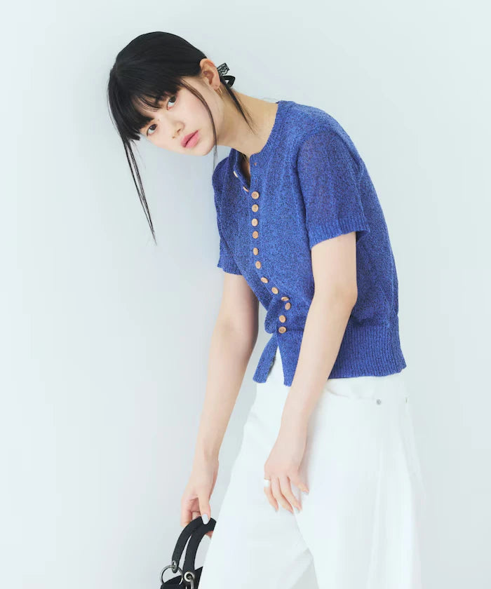 Wood Button Boucle Cardigan