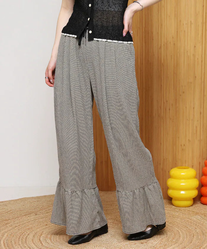 Wide Silhouette Tiered Check Easy Pants [Limited Edition]