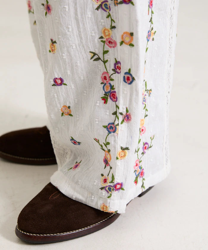 Dobby Floral Embroidery x Lace Pants