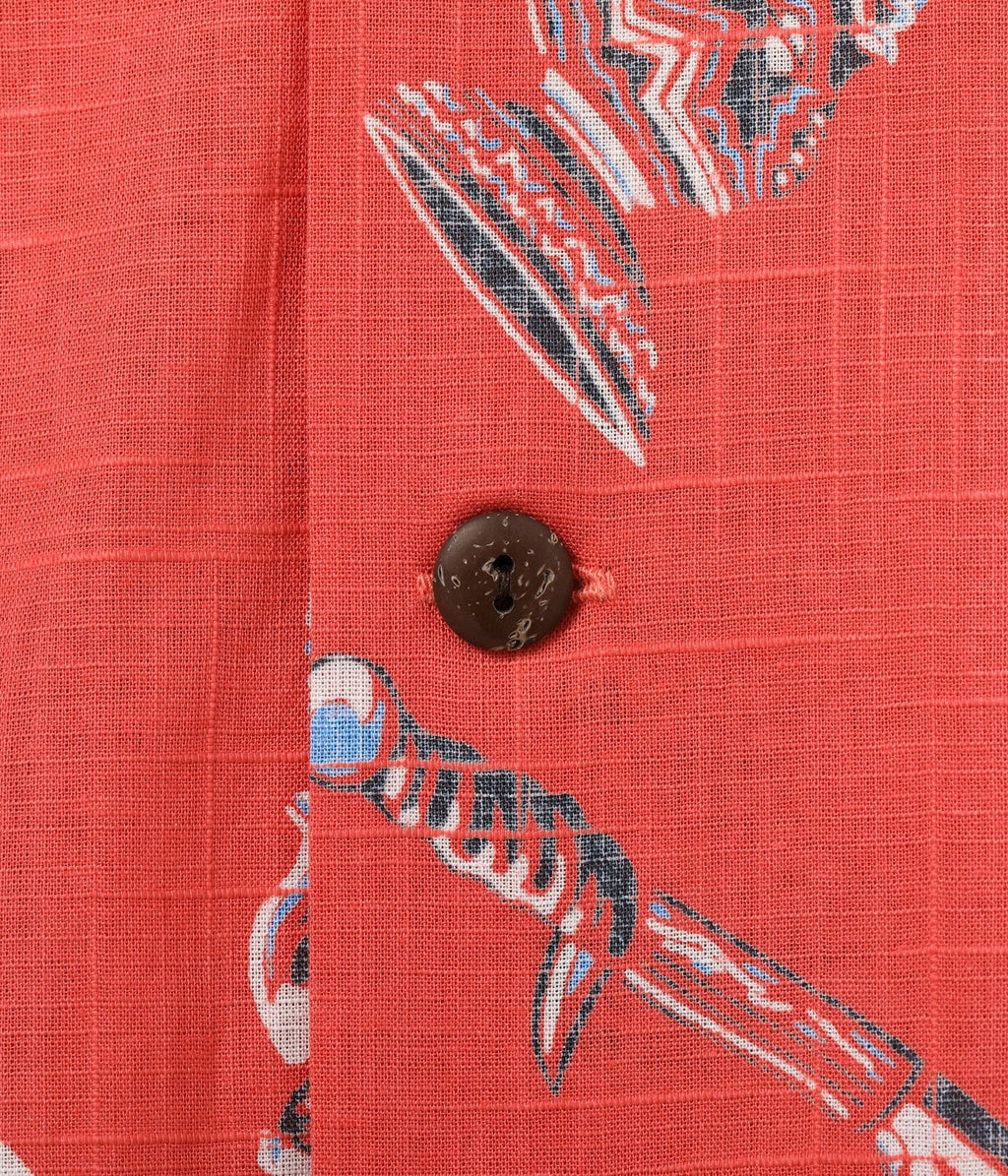 COTTON LINEN SLUBYARN OPEN SHIRT “NATIVE MASK”