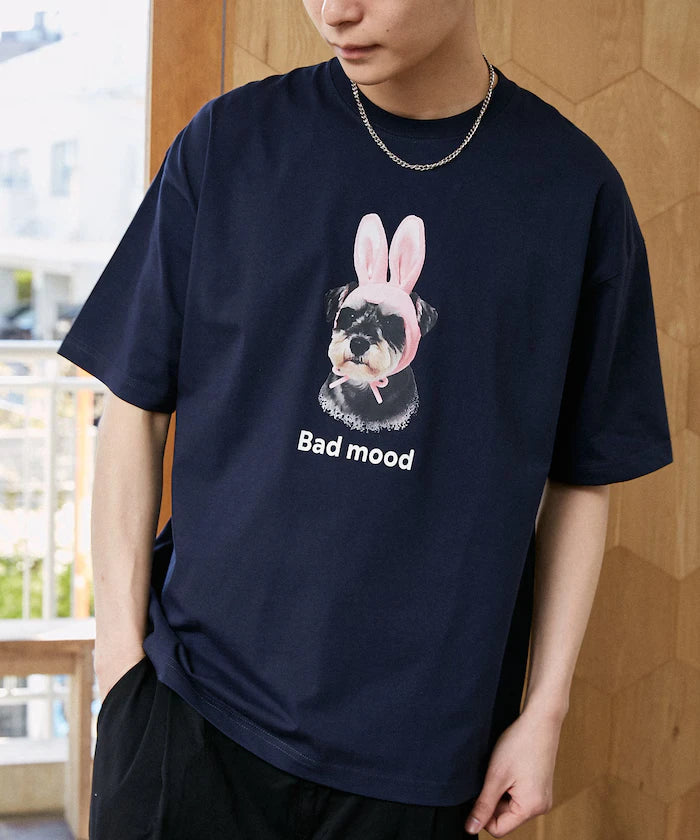 <Functional Material> Bad Mood Dog Print T-Shirt Limited Edition