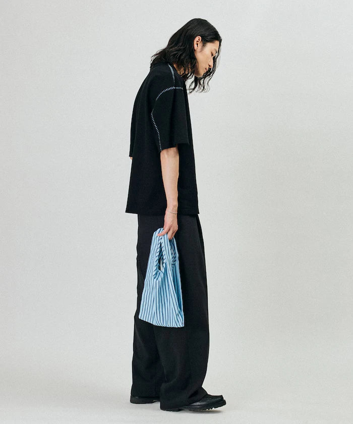 Box Silhouette Contrast Ladder Stitch Crew Neck T-Shirt