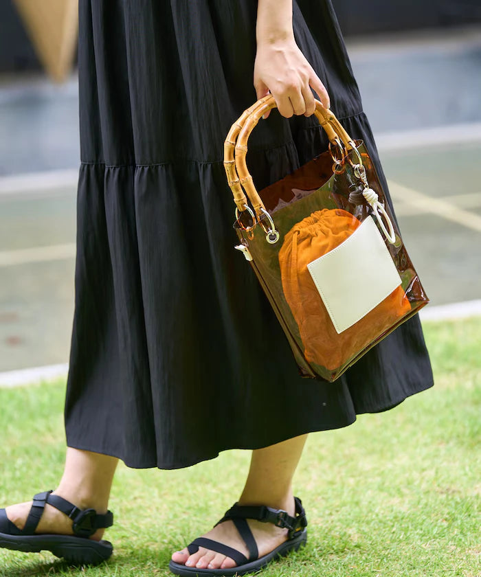 2way Bamboo Handle PVC Bag