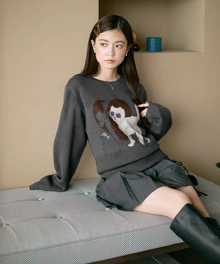 Sweat-like Animal Jacquard Knit