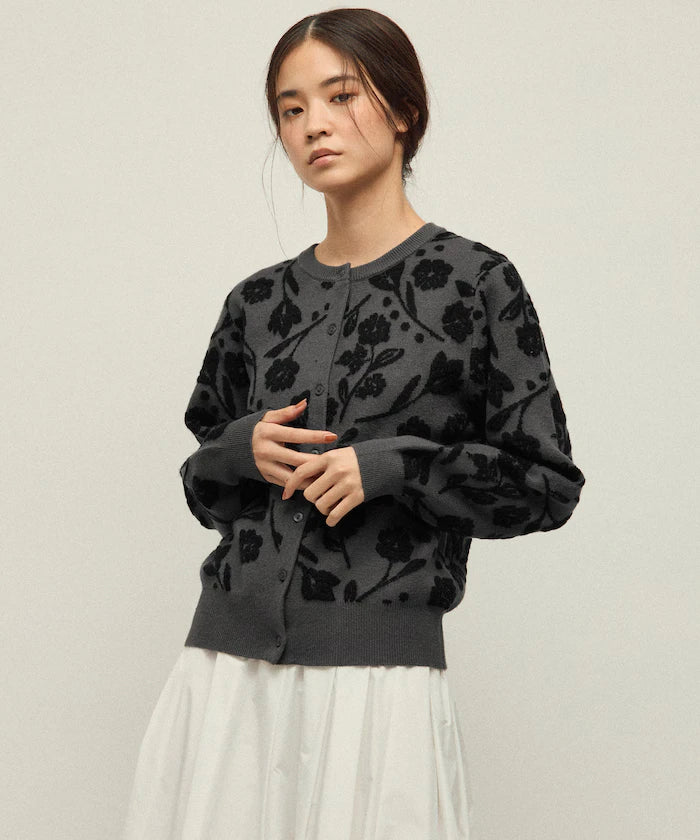 Flower Jacquard Knit Cardigan