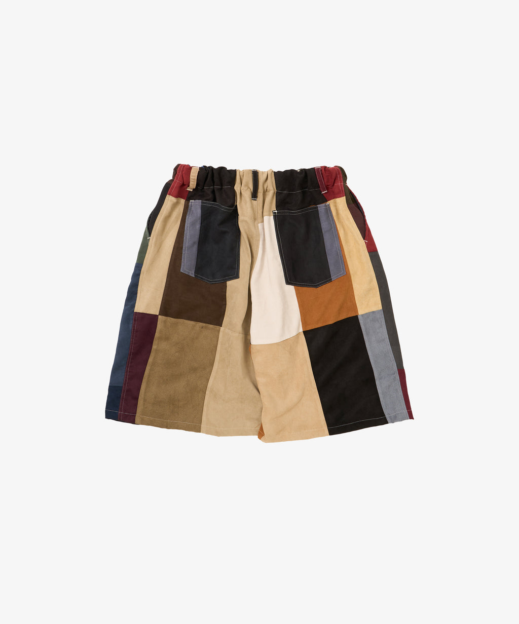 circular shorts faux suede three