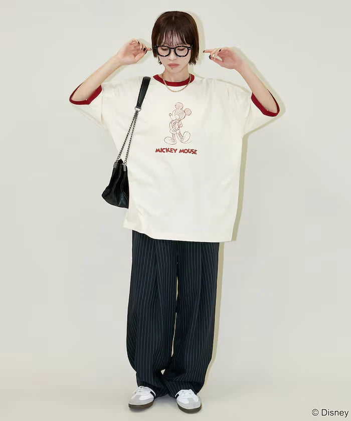 <Functional Material>Mickey Mouse/Sketch Ringer T-Shirt Limited Edition