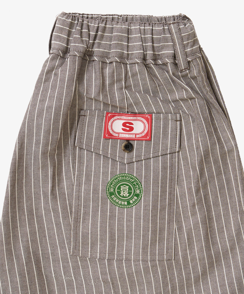 banshu ori circular short pants herringbone stripe