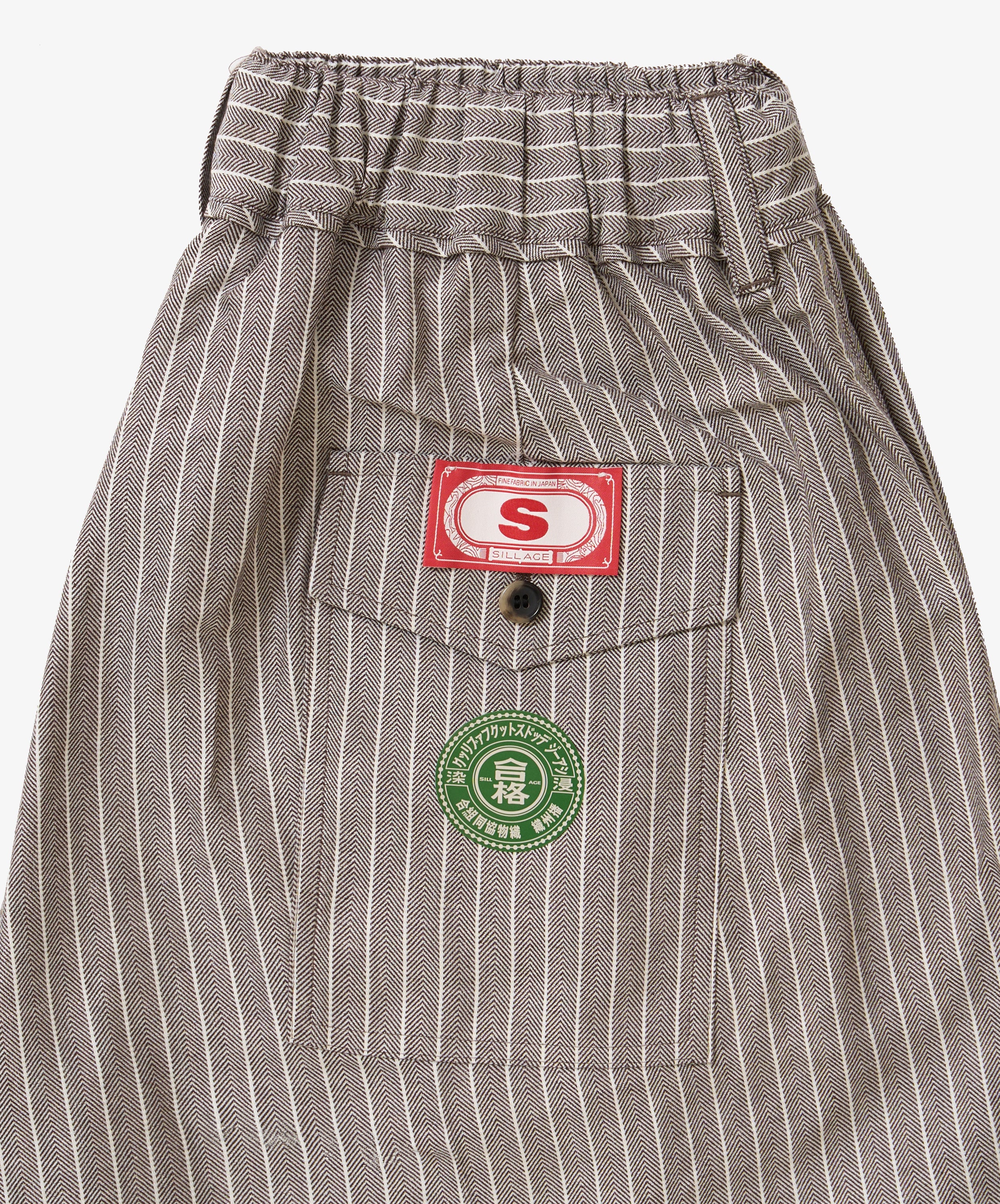 banshu ori circular short pants herringbone stripe