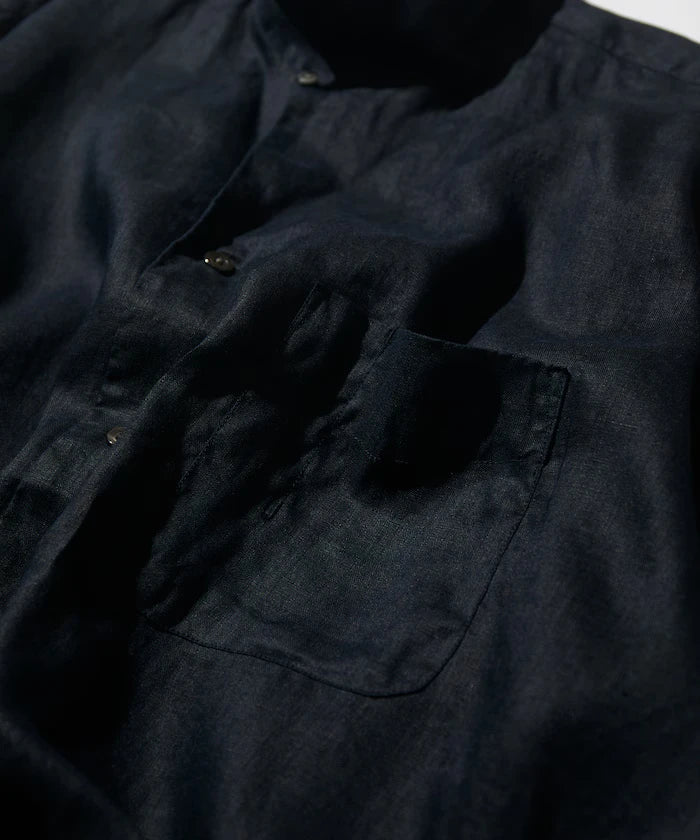 Linen Open Collar Short Sleeve Shirt