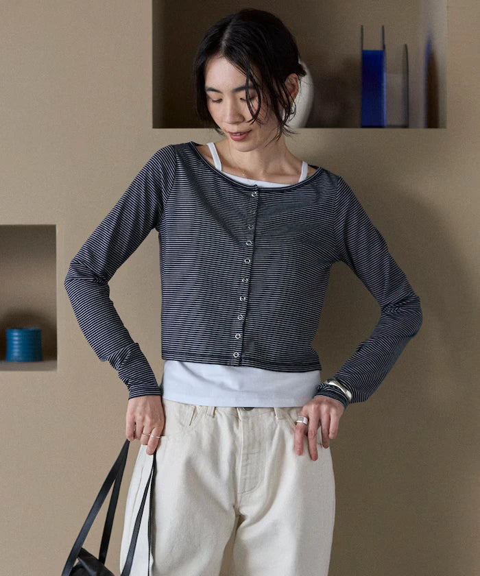 [February 12, 12:00 Release] Layered Set Top / Striped Cardigan & Camisole